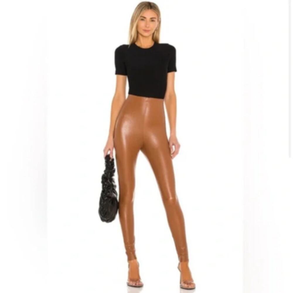 Commando Faux Leather Pull on High Waist Leggings in Cocoa Tan Size XS Revolve